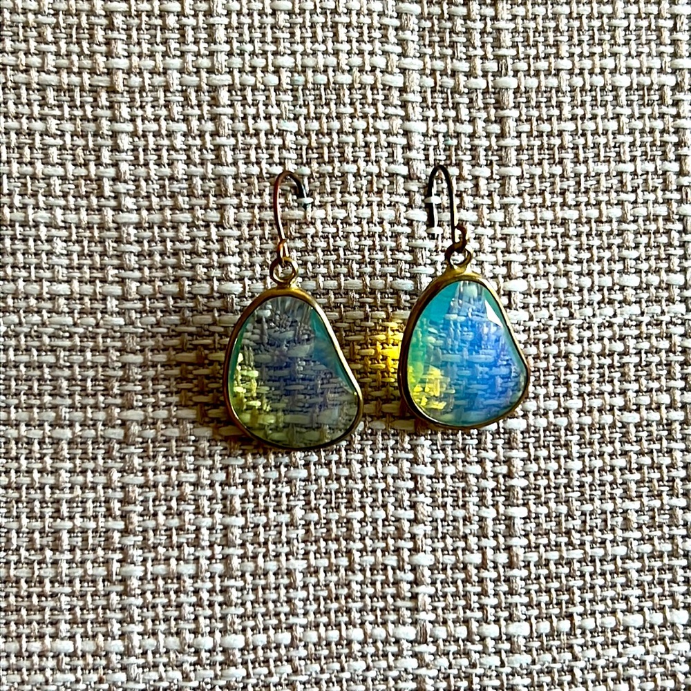 Francesca’s Collections Aquamarine Gold Dangle Earrings